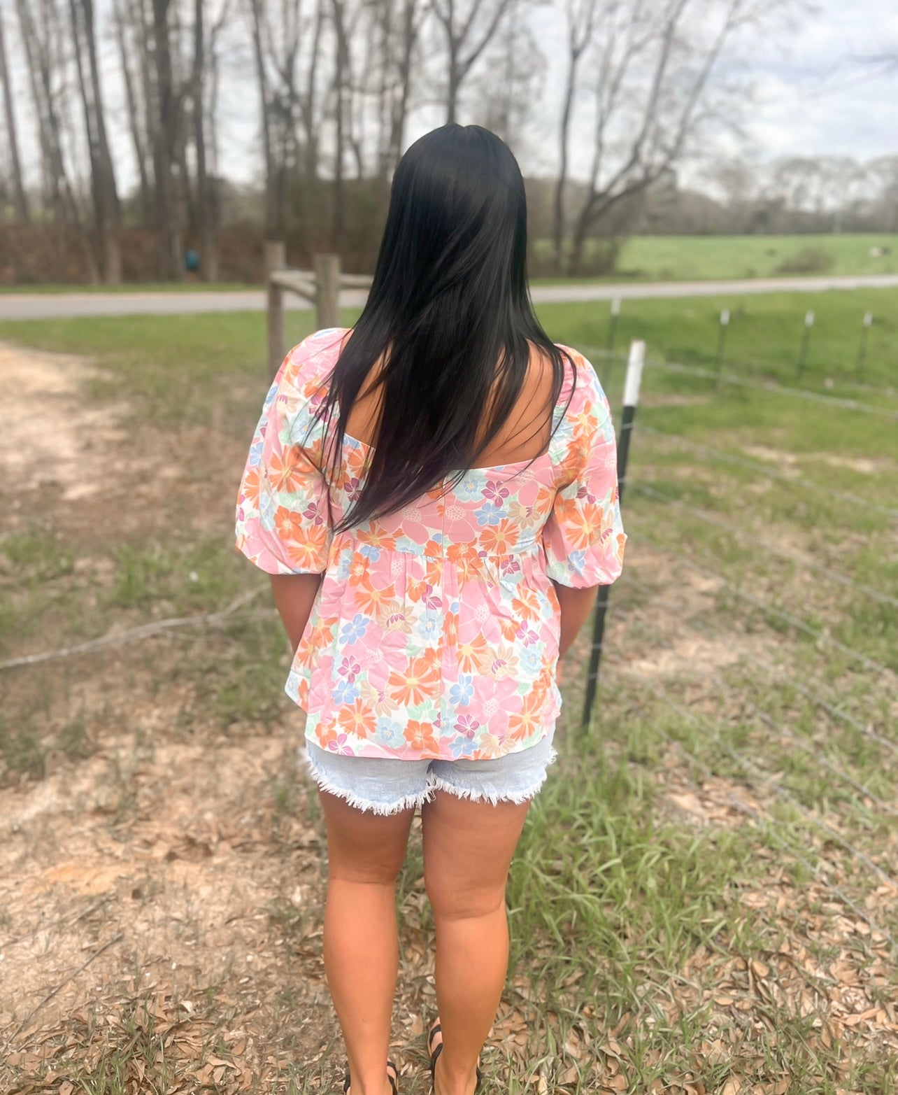 Floral square neck top ♡︎