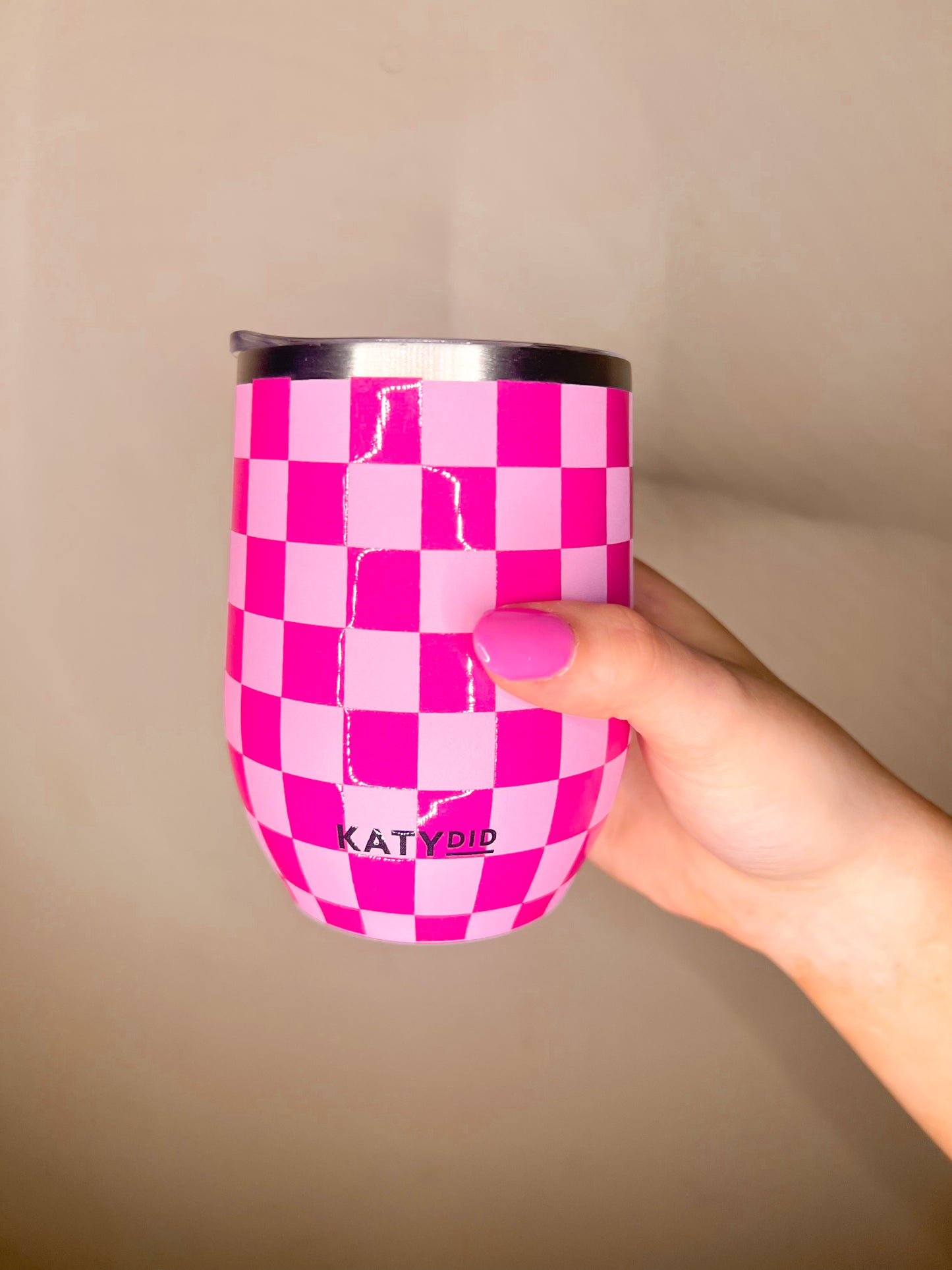 Pink checker wine cup ♡︎