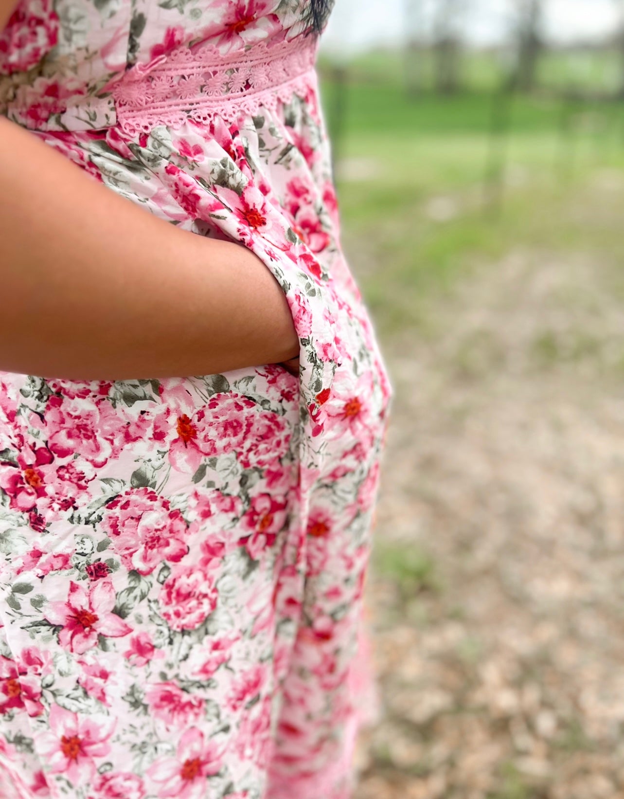 Pink floral lace tied dress ♡︎