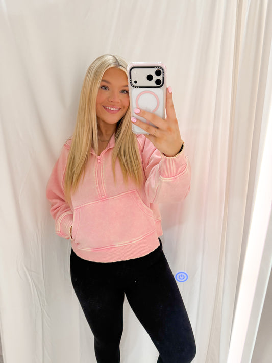 Half Zip Z Pullover DK Pink