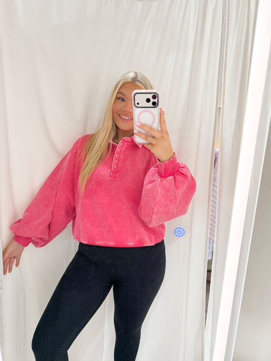Fuchsia Z Collared Pullover