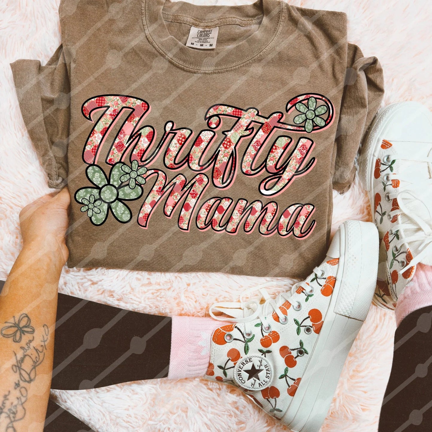 Thrifty mama faux quilt tee or sweatshirt